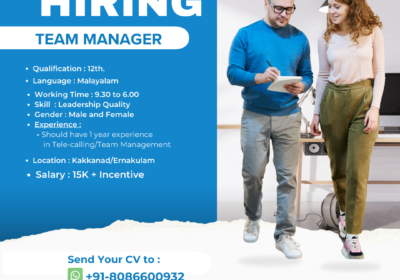 Urgent Hiring For Team Manager.
